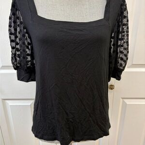 Storm Black Square Neck Puff Sleeve Blouse